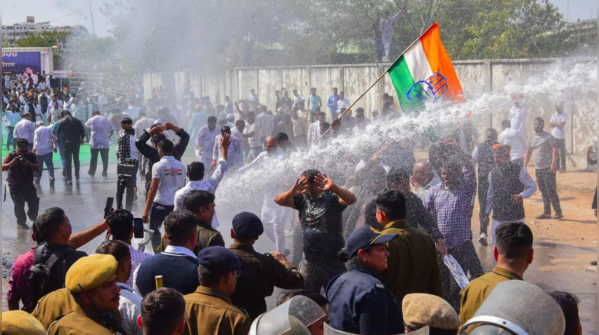 Water cannons on Congress MLAs