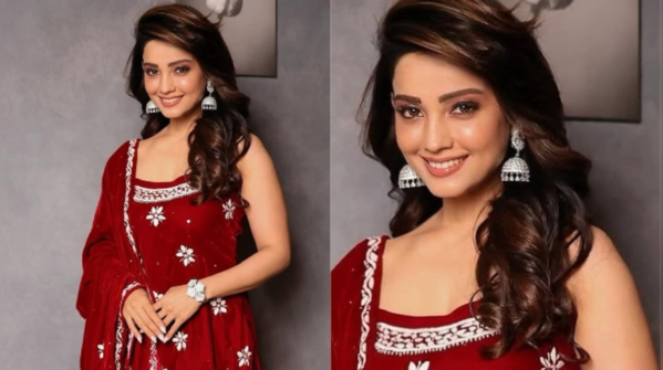 Bright Red Chikankari Suit