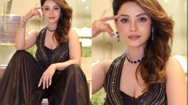 Black Shimmery Sharara Suit