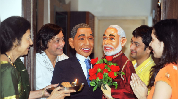 Modi & Obama puppets