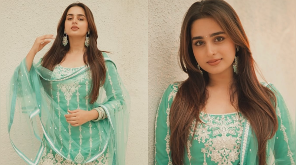 Green Sharara with White Embroidery