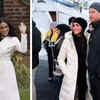 Harry holds Meghan's waist