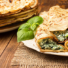 Steamed spinach and cheese stuffed paratha 