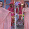 Peach Sheer Saree with Sequin Roses