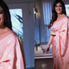 Peach Silk Saree with Silver Blouse