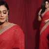 Red Saree with Earrings