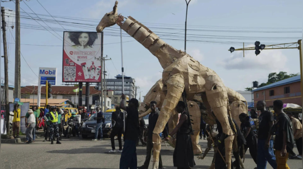 Walking giants protest climate injustice