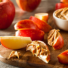 Peanut butter on apple slices 