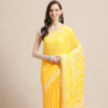 Yellow cotton chikankari saree