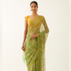Light green viscose chiffon floral saree