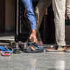 Removing shoes outside any place