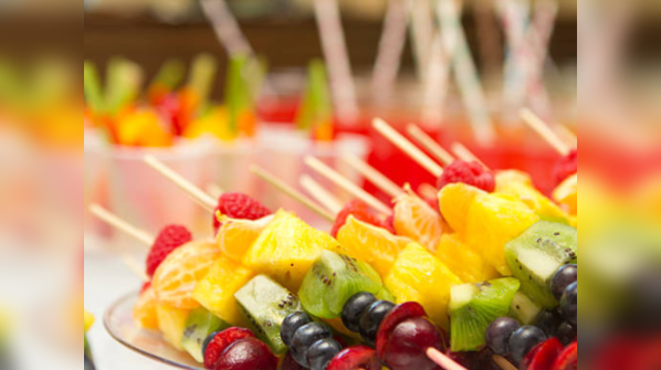 Rainbow fruit skewers