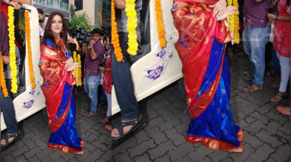 Sonali Bendre’s blue Paithani