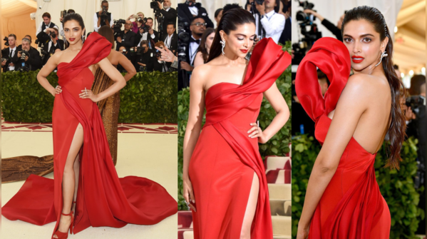 Deepika Padukone’s Red Sculptural Gown – 2018