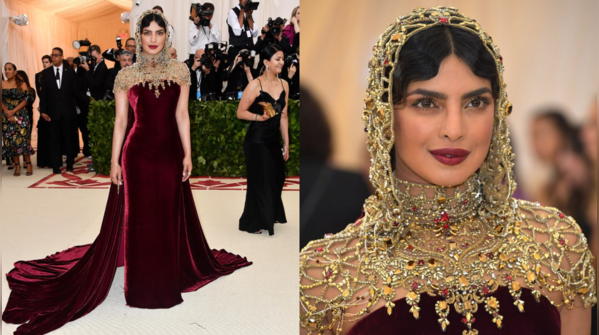 Priyanka Chopra’s Maroon Velvet Gown – 2018