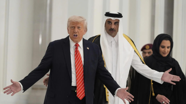 Trump and Al Thani during state dinner at Lusail Palace in Doha