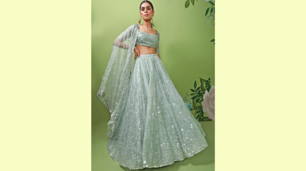 Pastel organza lehengas
