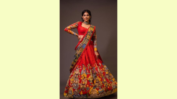 Hand-painted or kalamkari lehengas