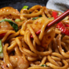 Noodle stir-fry + chilli sauce dip