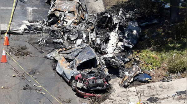 Debris from deadly crash and fire