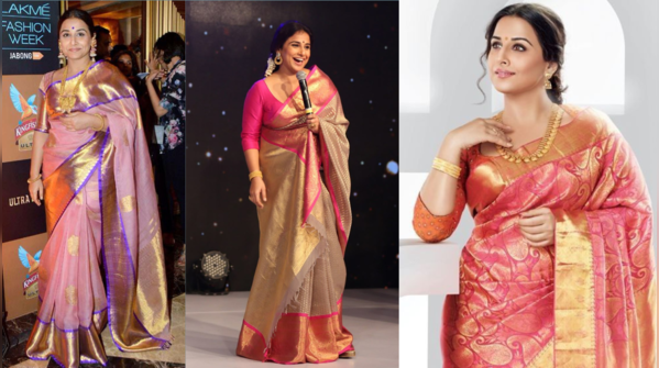 Vidya Balan’s Classic Temple Border Sarees