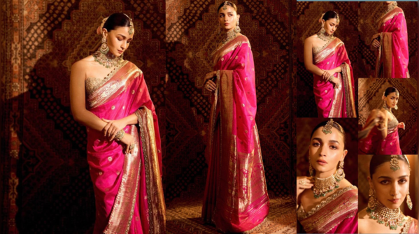 Alia Bhatt’s Powder Pink Banarasi at a Wedding