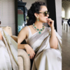 Kangana Ranaut’s Gold and ivory Banarasi at the Airport