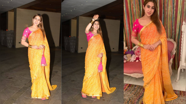 Sara Ali Khan’s orange and pink Banarasi Look
