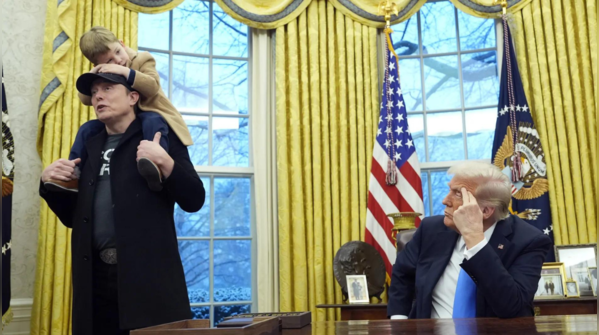 Musk and kids in Oval Office