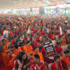 PM Modi MP Visit Live: A large crowd gathered at Jumboori Ground in Bhopal ahead of Prime Minister Narendra Modi’s arrival for the Devi Ahilyabai Mahila Sashaktikaran Mahasammelan