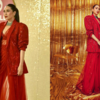 Karisma Kapoor’s red blazer-saree fusion