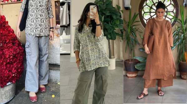 Complete the look with oversized trousers