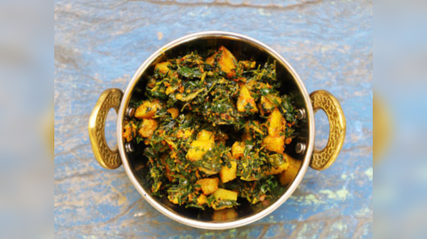 Methi aloo (with less potato)