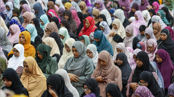 Women gathered in devotion to offer Eid prayers
