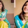 Kajal Aggarwal's blue and yellow saree