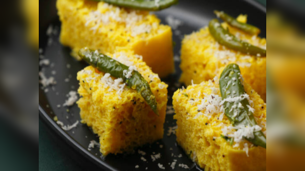 Curd and besan dhokla