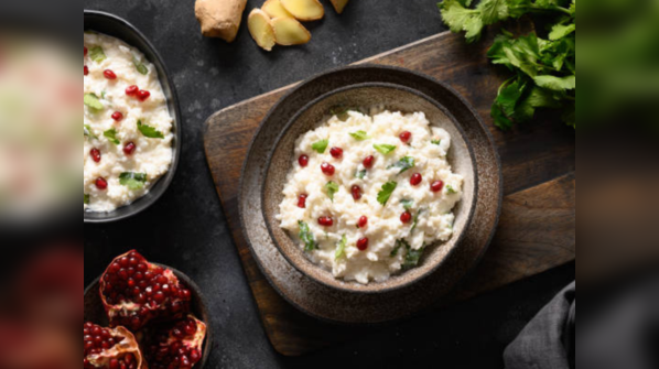 Curd rice with cucumber