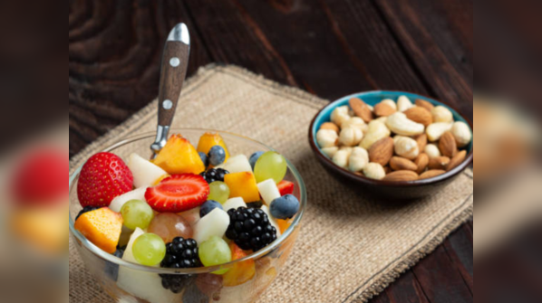 Fruit bowl with soaked nuts
