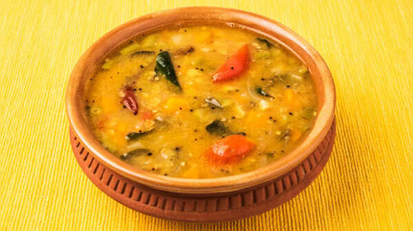 Add veggies to dal