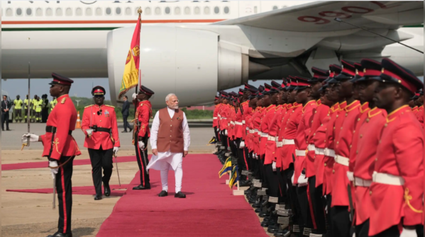 Ghana Greets PM Narendra Modi with 21-gun salute