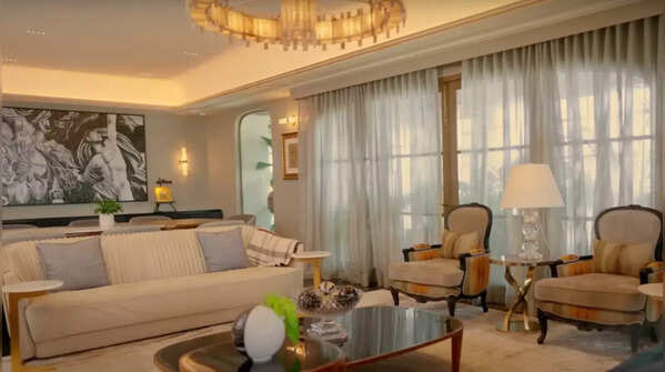 A grand living room that blends luxury and warmth