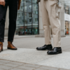 Low-rise pants that sit below the hips