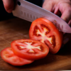 Tomato slices with a pinch of salt