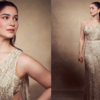 The sleek ivory saree gown