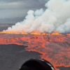 Fiery fissures light up Iceland from above