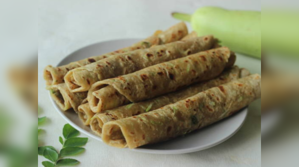 Leftover lauki sabzi rolled in one small phulka