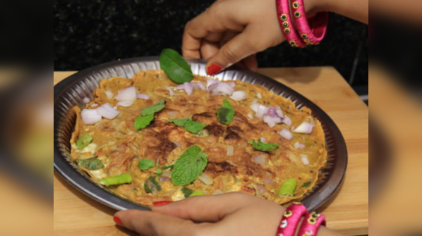 One besan pancake with onions