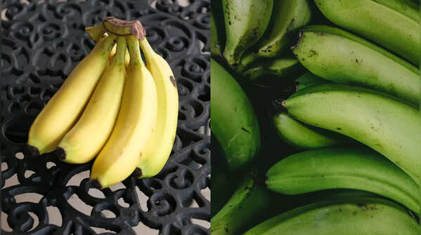 Ripe banana vs slightly green banana