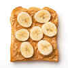 Bananas, peanut, and butter on whole grain bread