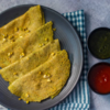 Moong dal cheela with cashew-coconut stuffing